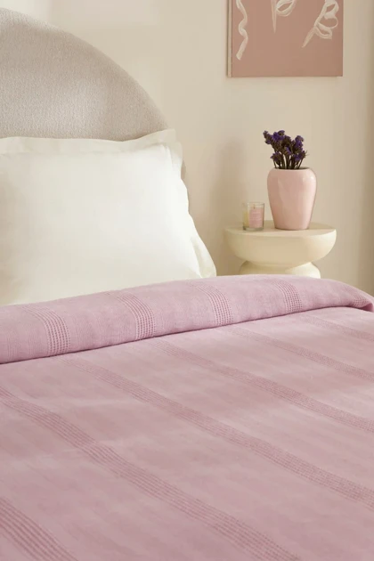 روتختی پیکه دو نفره Karaca Home مدل Layna Ecocell پنبه‌ای - بادمجانی