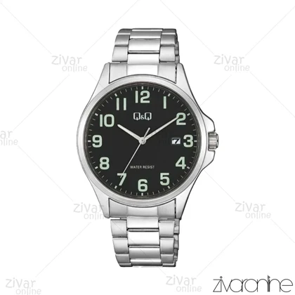 ساعت کیو اند کیو (Q&amp;Q) مردانه سیلور صفحه مشکی تقویم دار 104565