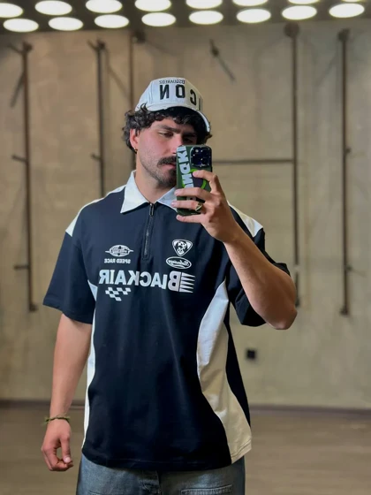 تیشرت یقه دار نیم زیپ blackair