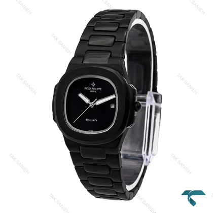 ساعت زنانه پتک فیلیپ Nautilus تمام مشکی صفحه مهندسی Patek-6060-L