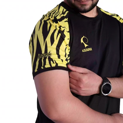 ست پیراهن و شورت ورزشی مشکی زرد-طرح ZEBRA
