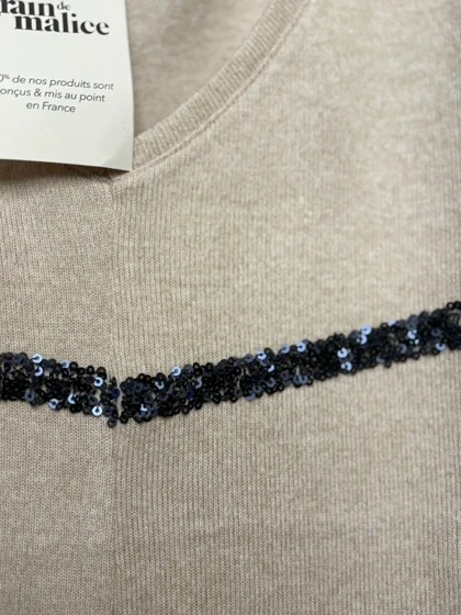 شومیز پولک دوزی کرم