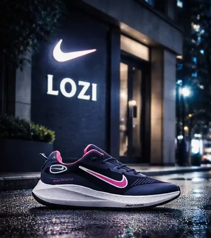 کفش کتانی مردانه و زنانه سرمه ای صورتی NIKE Air Zoom مدل 7747