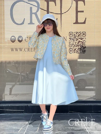 سارافان کرپ یقه گرد