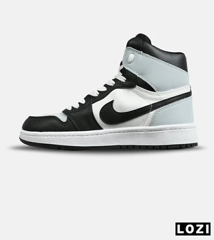 کفش کتانی ساق‌دار مردانه و زنانه مشکی سفید آبی NIKE jordan 1 مدل 7676