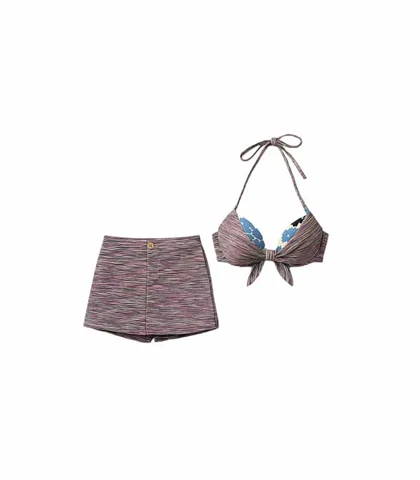 مایو دو تکه کاپ‌دار فنردار beach queen کد 1017