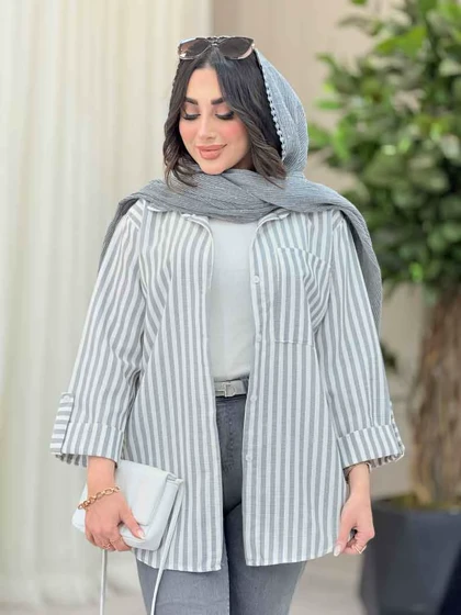 مانتو راه راه تک جیب سارینا