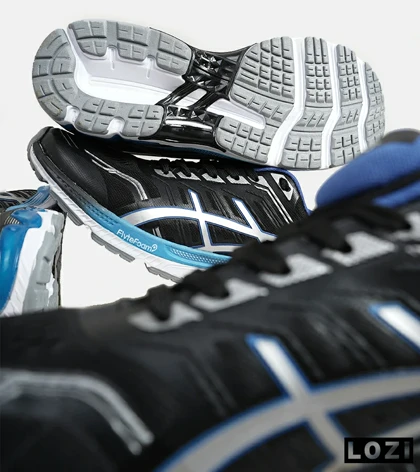 کفش کتانی مردانه مشکی آبی نقره ای ASICS GT 2000