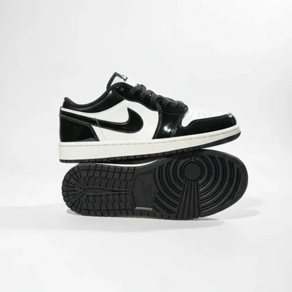 کفش و کتانی جردن 1 سفید مشکی ورنی کد 295032