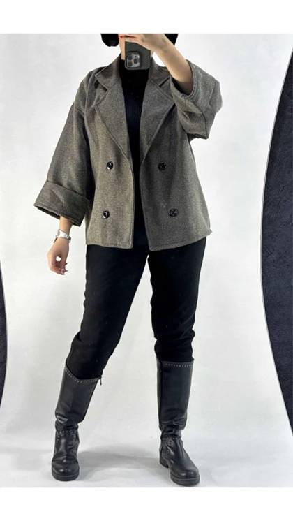 کت باکسی چهارخونه زنانه 66470