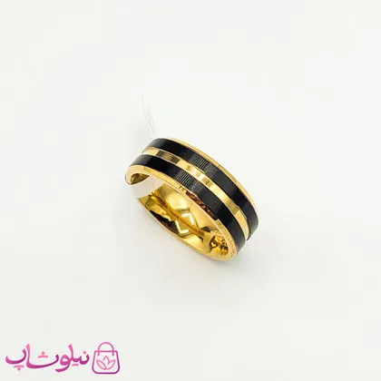انگشتر رینگ مردانه استیل مشکی طلایی طرح Cartier