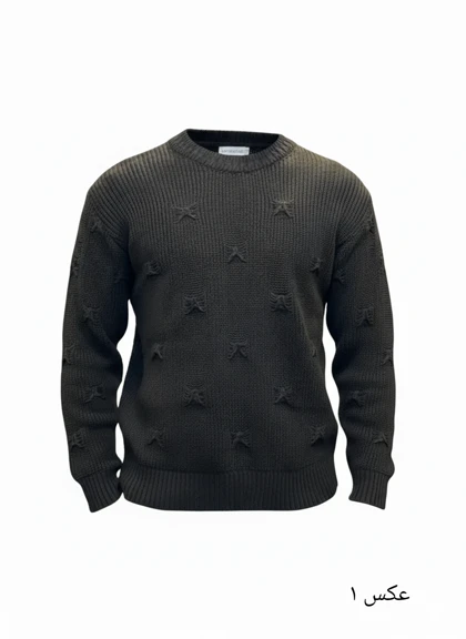 پلیور بافت مشکی شیک یقه گرد زاپ مینیمال فری سایز لش