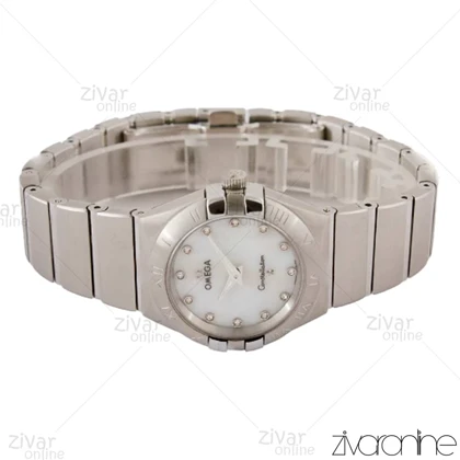 ساعت امگا کانسلیشن زنانه سیلور صفحه صدفی ایندکس نگین‌دار 104222