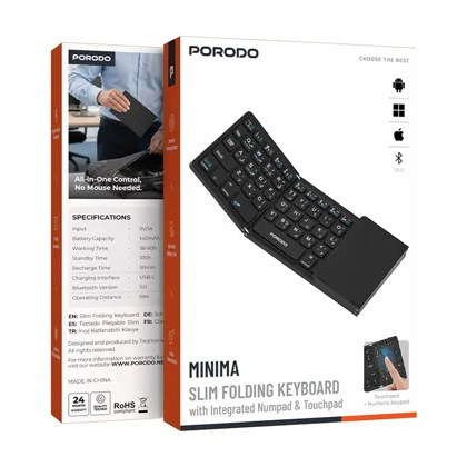 کیبورد بی سیم تاشو پرودو مدل PORODO PD2689BK