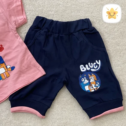 تیشرت شلوارک پنبه دخترانه مدل BLUEY مناسب 1 تا 6 سال جنس فوق العاده