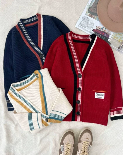 ژاکت بافت چهاررنگ گرم بالا کد 5191