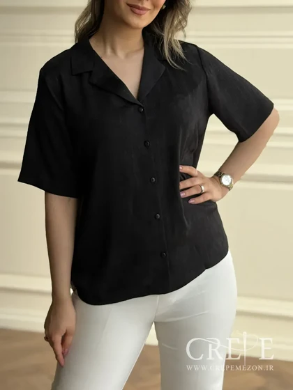 شومیز کریشه لمه آستین کوتاه طرحدار