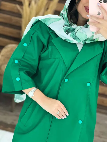 مانتو لینن کتی آستین دکمه