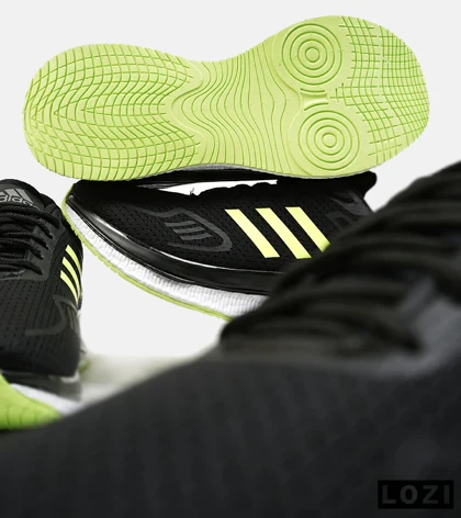 کفش کتانی مردانه مشکی لیمویی Adidas running shoes