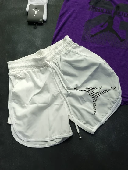 ست رکابی و شلوارک جوردن با تم بنفش + جوراب