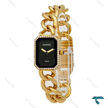 ساعت مچی شنل زنانه طلایی چهارگوش دورنگین Chanel-7964-L
