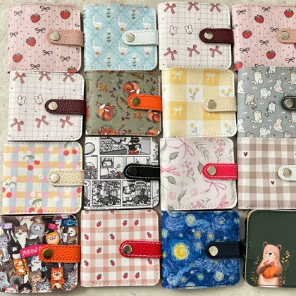 کیف پول جیبی دخترانه (کارت و اسکناس) چرم مصنوعی فانتزی 4 جای کارت ابعاد 1010