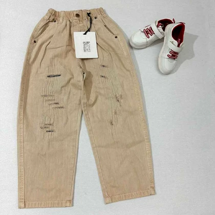 شلوار بچه گانه کتان طرح مام زاپ‌دار