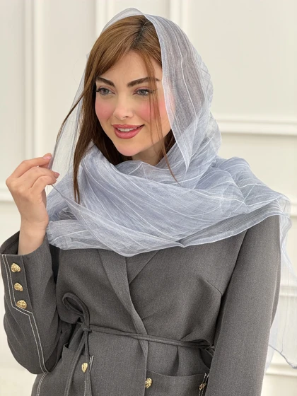 شال حریر شیشه ای راه راه