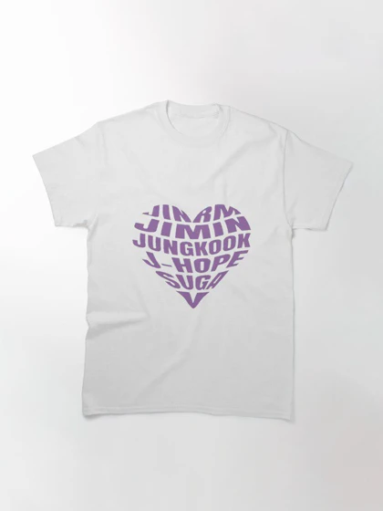 تیشرت گروه موسیقی BTS | تیشرت بی تی اس طرح BTS Names Heart Shaped کد 160978