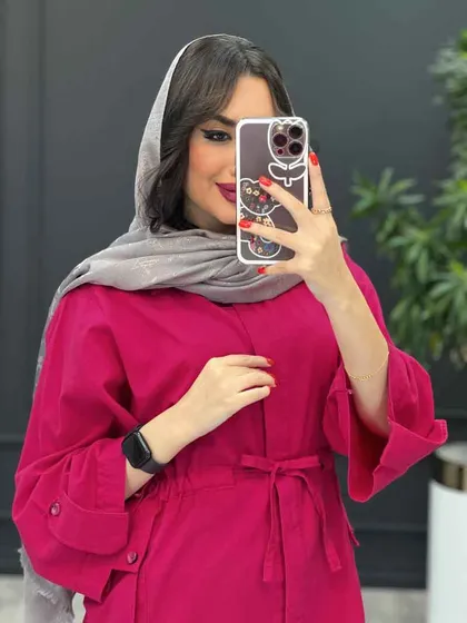 مانتو لینن کمرگت بغل جیب