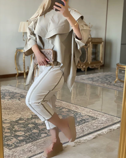 شومیز شلوار جلو نواری
