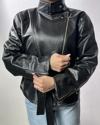 کت چرم یقه دکمه کد 100155