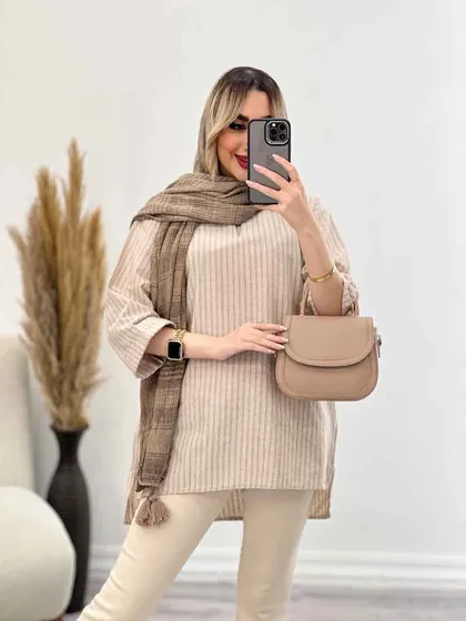 مانتو یقه چاک آستین پاکتی