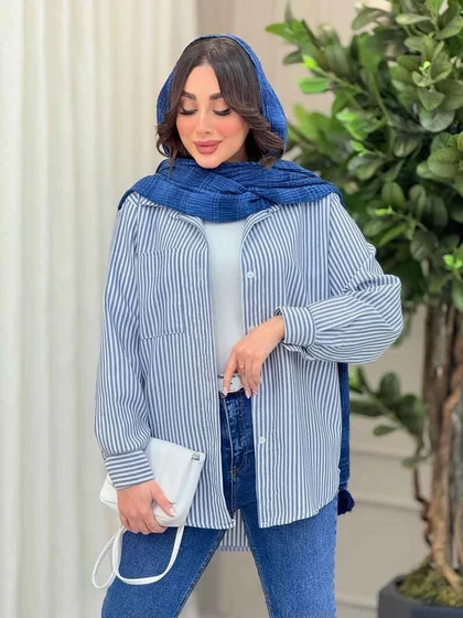شومیز راه راه تک جیب