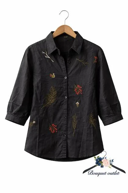 شومیز نارنجی گلدوزی Bershka