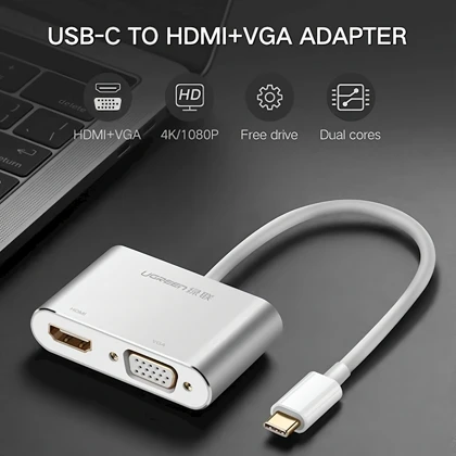 مبدل تایپ‌سی به HDMI و وی‌جی‌ای یوگرین MM123 30843