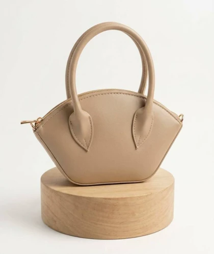 کیف دستی زنانه چرم مصنوعی مینی دسته گرد مدل برگ