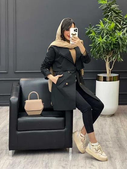 بارانی چهاردکمه یقه دوبل