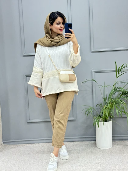 مانتو لینن مکرومه