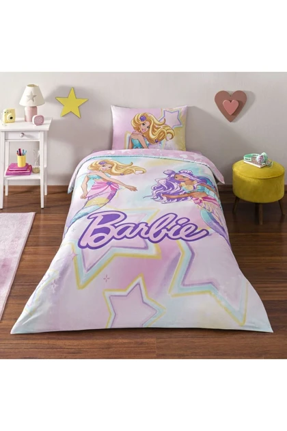 سرویس روتختی یک نفره Taç مدل Barbie Mermaid پنبه‌ای - چندرنگ
