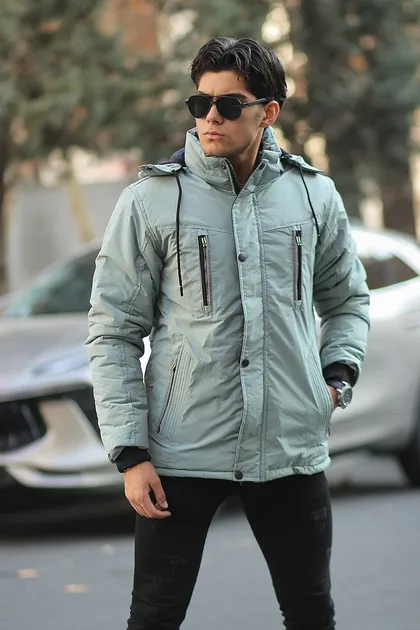 کاپشن مردانه رنگ سبز آبی