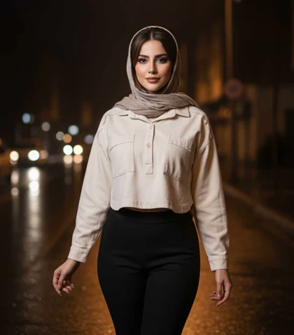 شومیز کراپ کتان Pinki 5595 در چهار رنگ