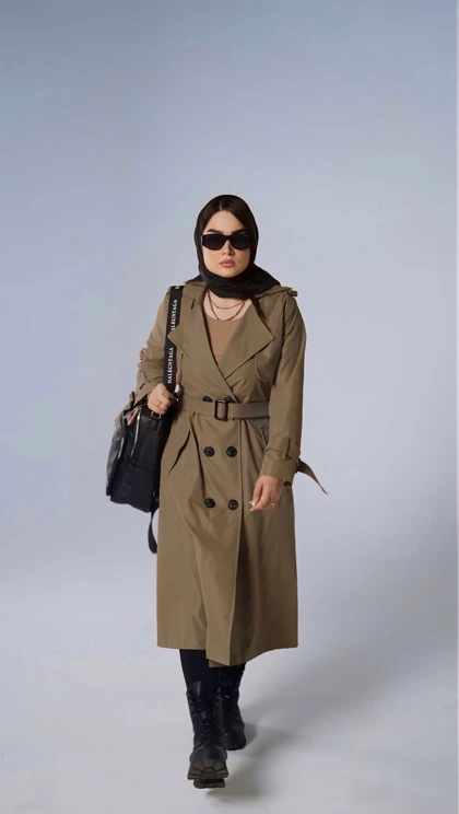 بارانی بلند کتان کد 1027