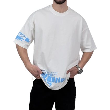 تیشرت آستین کوتاه مردانه سفید دونخ مدل KNOW