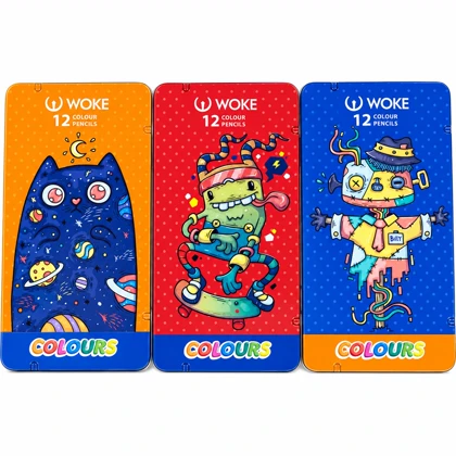 مداد رنگی 12 رنگ وک WOKE مدل 12-9800 جعبه فلزی