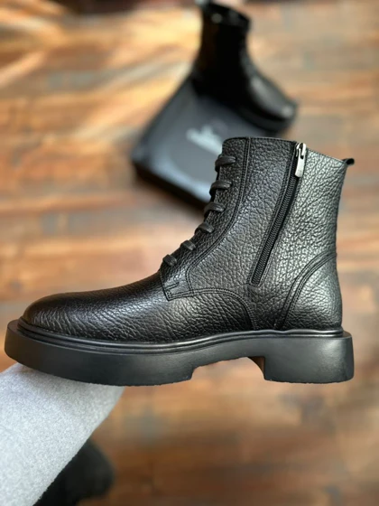 بوت چرم طبیعی مشکی Forli کد sho186