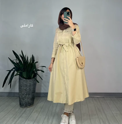 مانتو بلند دکمه دار خورشید