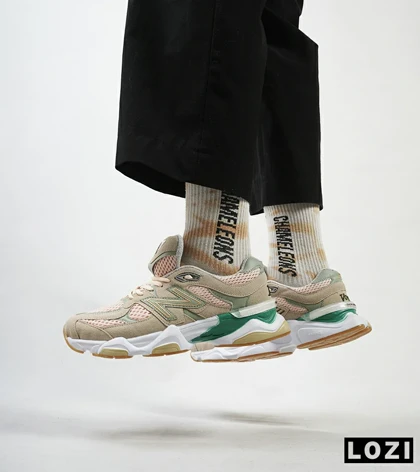 کفش کتانی بزرگ پا طوسی سبز گلبهی NEW BALANCE 9060