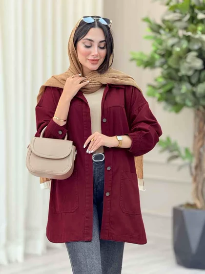 مانتو کتان بغل سه دکمه جیب پایین