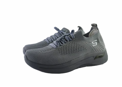 کفش اسپرت و روزمره زنانه و پسرانه برند اسکچرز Skechers مدل بافتی بندی طوسی کد 237